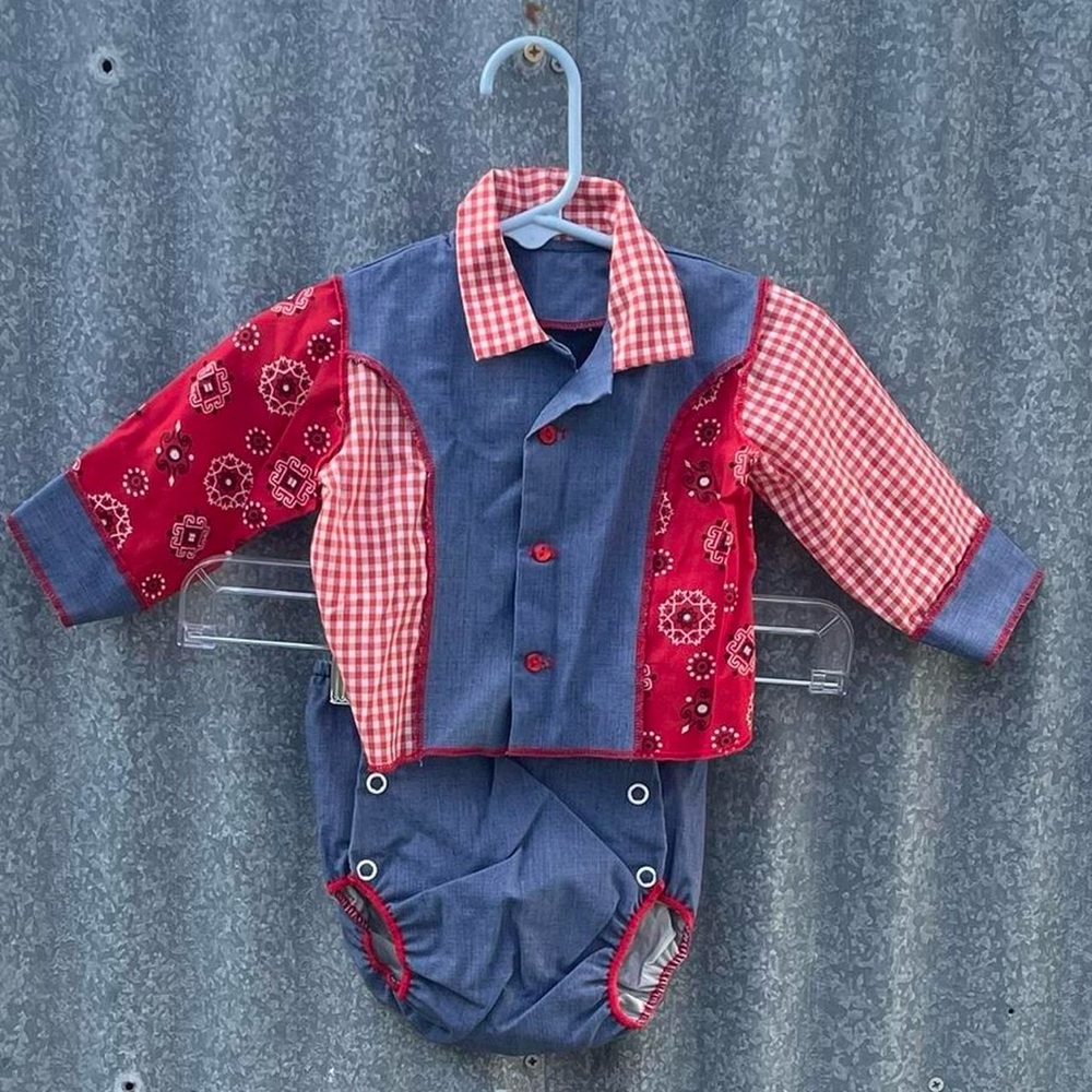 Rare 1950s J.R. Love Co Western Cowboy Baby Set Texas Rodeo 50s Westerncore Vtg